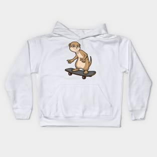 Meerkat as Skater with Skateboard Kids Hoodie